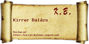 Kirrer Balázs névjegykártya